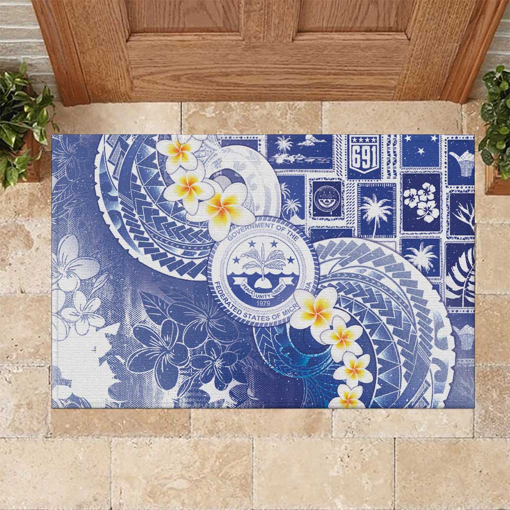 Federated States Of Micronesia Christmas Rubber Doormat Retro Style Bright Version - Polynesian Pride