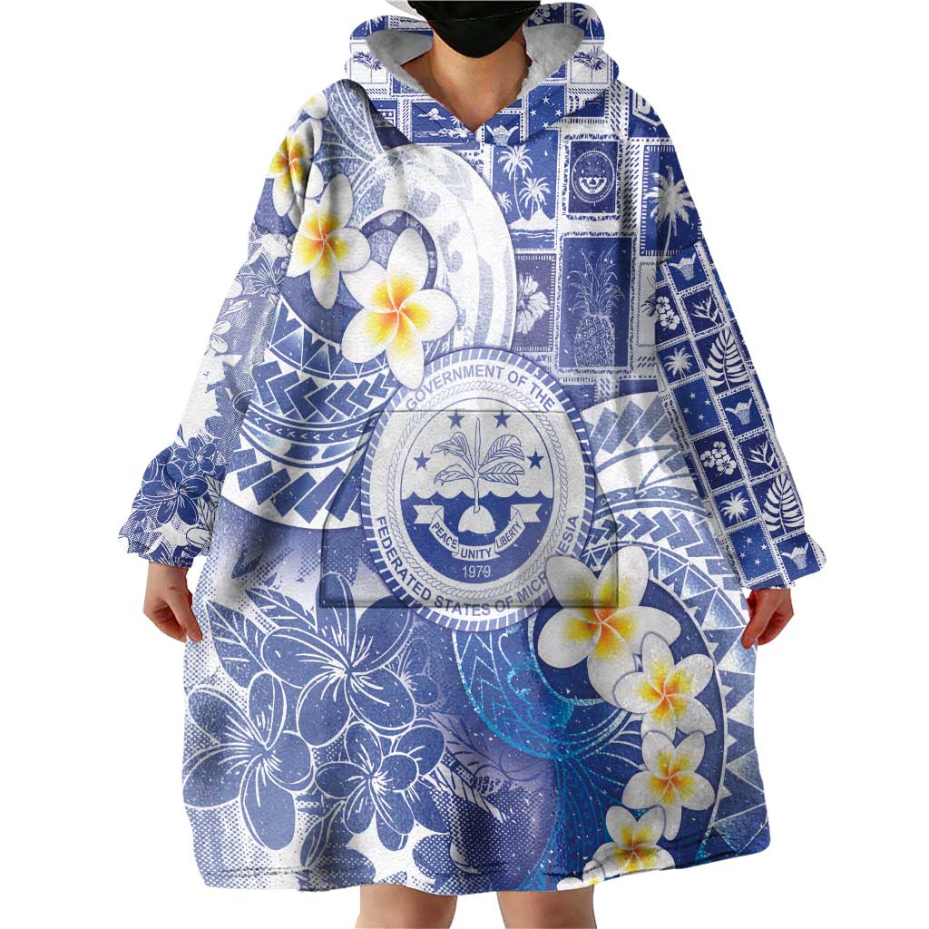 Federated States Of Micronesia Christmas Wearable Blanket Hoodie Retro Style Bright Version - Polynesian Pride
