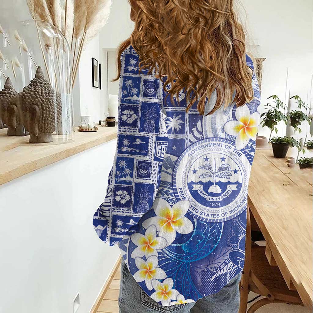 Federated States Of Micronesia Christmas Women Casual Shirt Retro Style Bright Version - Polynesian Pride