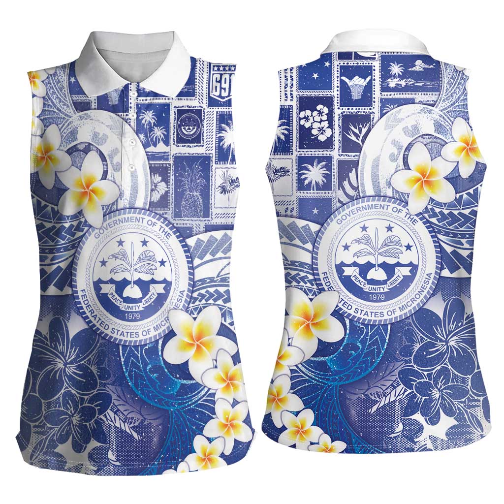 Federated States Of Micronesia Christmas Women Sleeveless Polo Shirt Retro Style Bright Version - Polynesian Pride