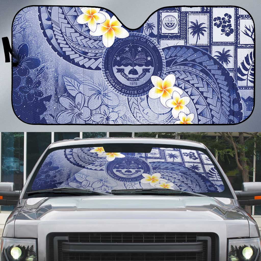 Federated States Of Micronesia Christmas Auto Sun Shade Retro Style Dark Version - Polynesian Pride
