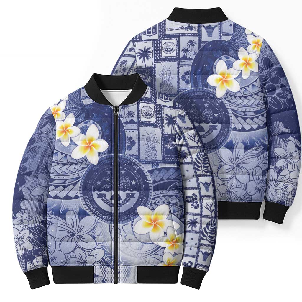 Federated States Of Micronesia Christmas Bomber Puffer Jacket Retro Style Dark Version - Polynesian Pride