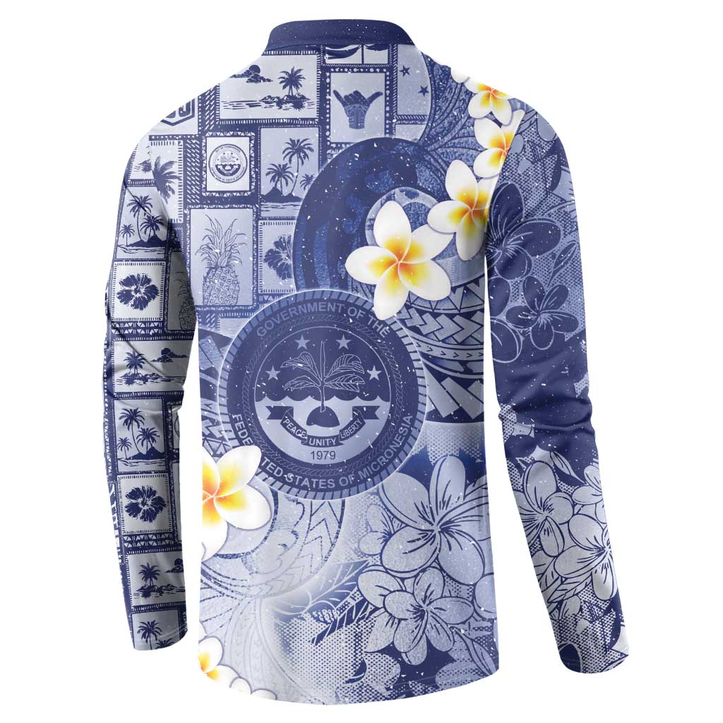 Federated States Of Micronesia Christmas Button Sweatshirt Retro Style Dark Version - Polynesian Pride