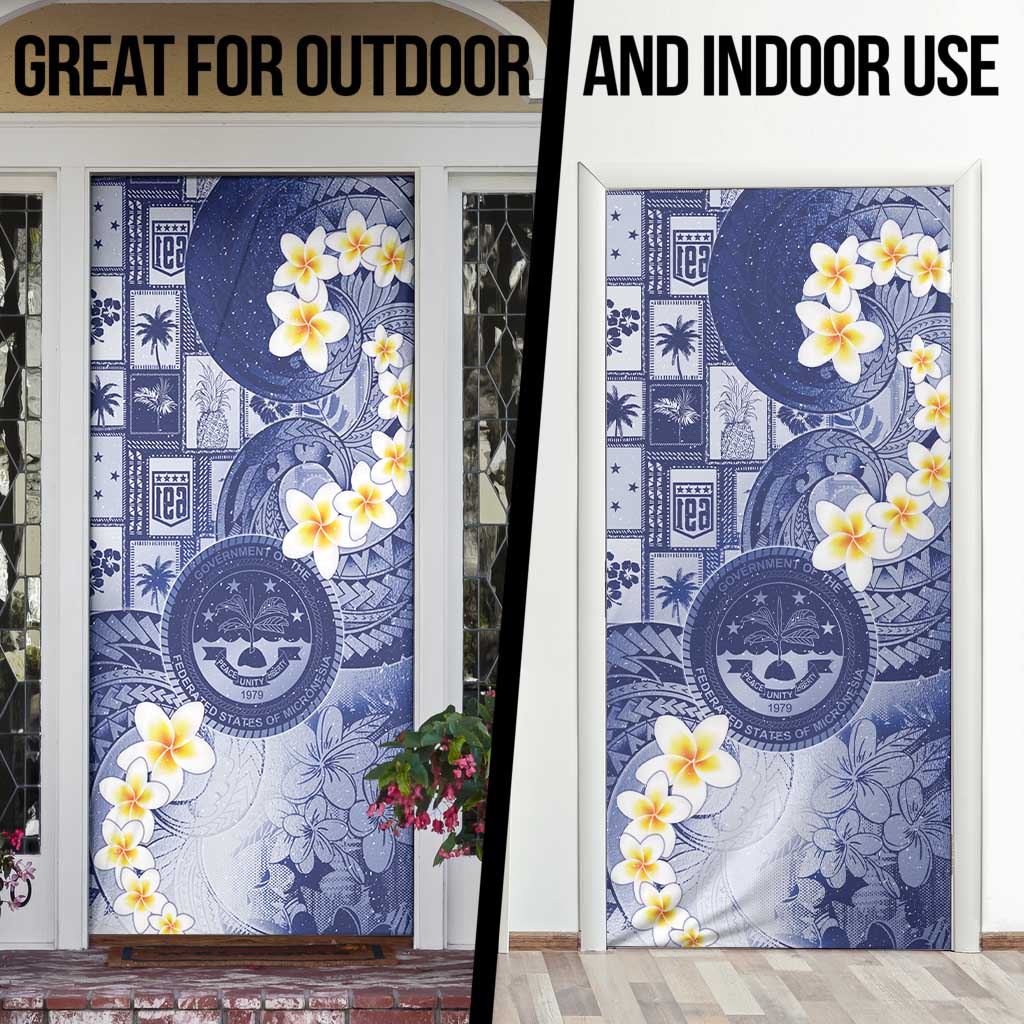 Federated States Of Micronesia Christmas Door Cover Retro Style Dark Version - Polynesian Pride