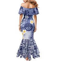 Federated States Of Micronesia Christmas Family Matching Mermaid Dress and Hawaiian Shirt Retro Style Dark Version - Polynesian Pride