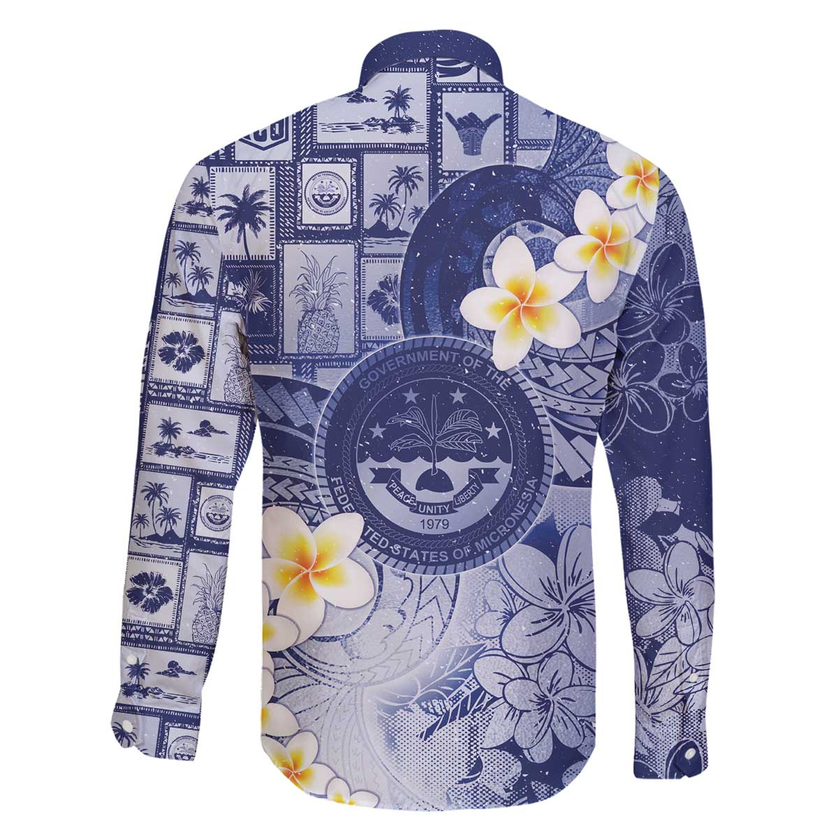 Federated States Of Micronesia Christmas Family Matching Off The Shoulder Long Sleeve Dress and Hawaiian Shirt Retro Style Dark Version - Polynesian Pride