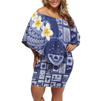 Federated States Of Micronesia Christmas Family Matching Off Shoulder Short Dress and Hawaiian Shirt Retro Style Dark Version - Polynesian Pride