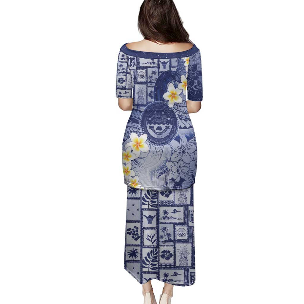 Federated States Of Micronesia Christmas Family Matching Puletasi and Hawaiian Shirt Retro Style Dark Version - Polynesian Pride