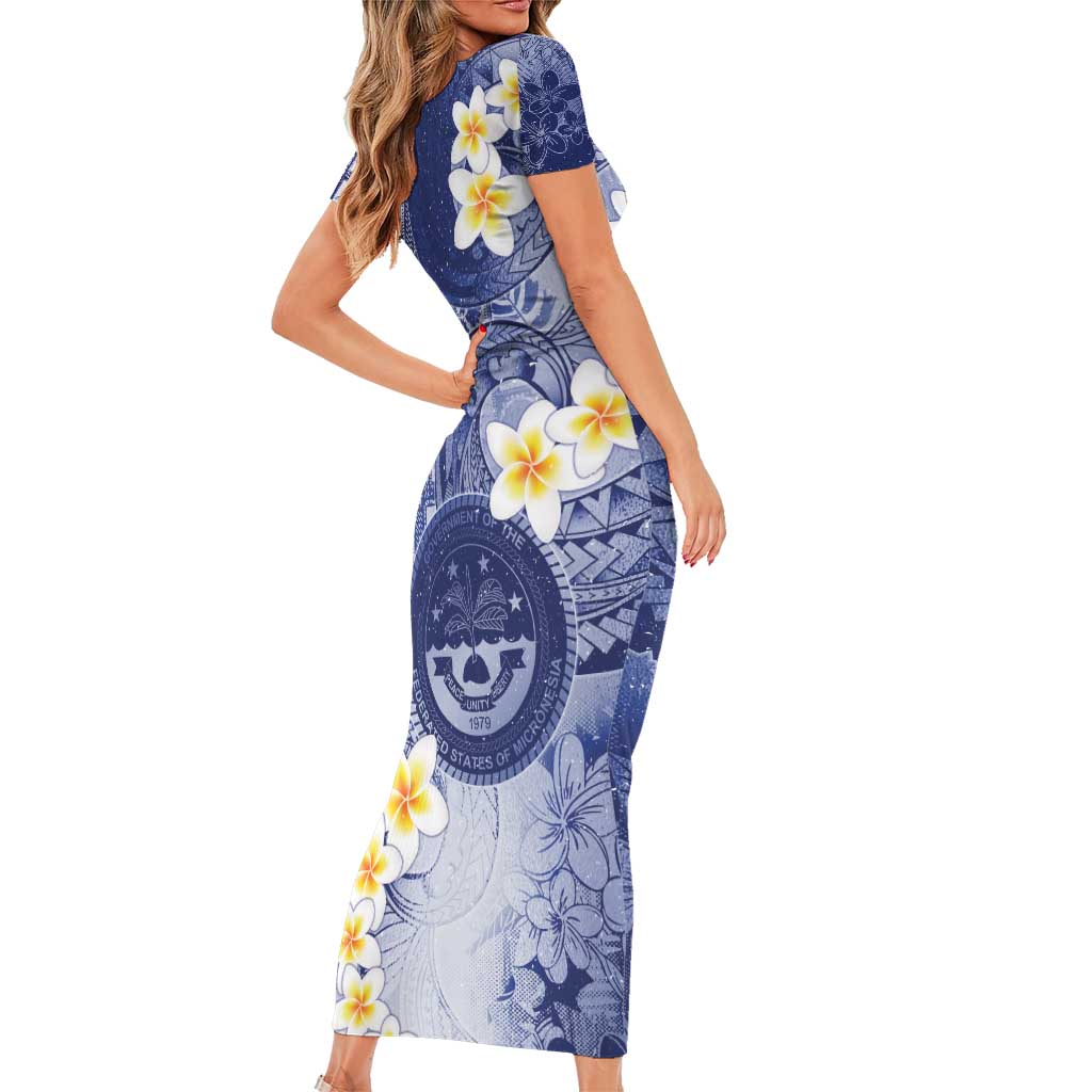 Federated States Of Micronesia Christmas Family Matching Short Sleeve Bodycon Dress and Hawaiian Shirt Retro Style Dark Version - Polynesian Pride