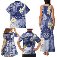 Federated States Of Micronesia Christmas Family Matching Tank Maxi Dress and Hawaiian Shirt Retro Style Dark Version - Polynesian Pride