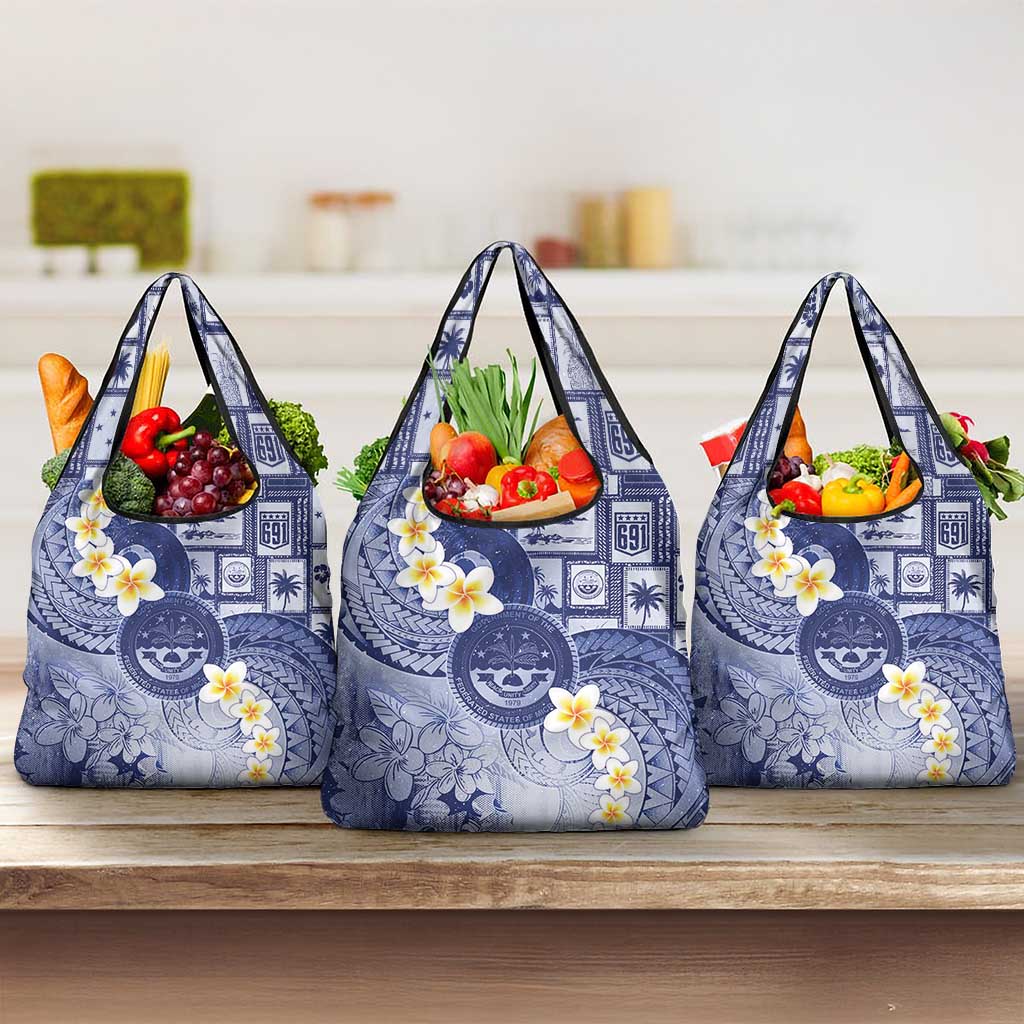 Federated States Of Micronesia Christmas Grocery Bag Retro Style Dark Version - Polynesian Pride