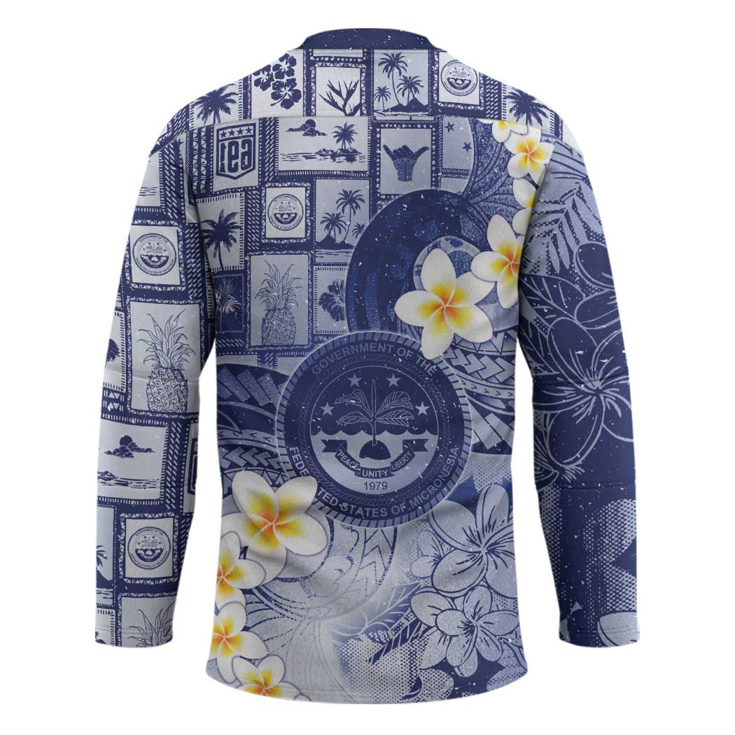 Federated States Of Micronesia Christmas Hockey Jersey Retro Style Dark Version - Polynesian Pride