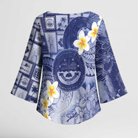 Federated States Of Micronesia Christmas Kimono Sleeve Blouse Retro Style Dark Version - Polynesian Pride