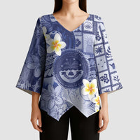 Federated States Of Micronesia Christmas Kimono Sleeve Blouse Retro Style Dark Version - Polynesian Pride
