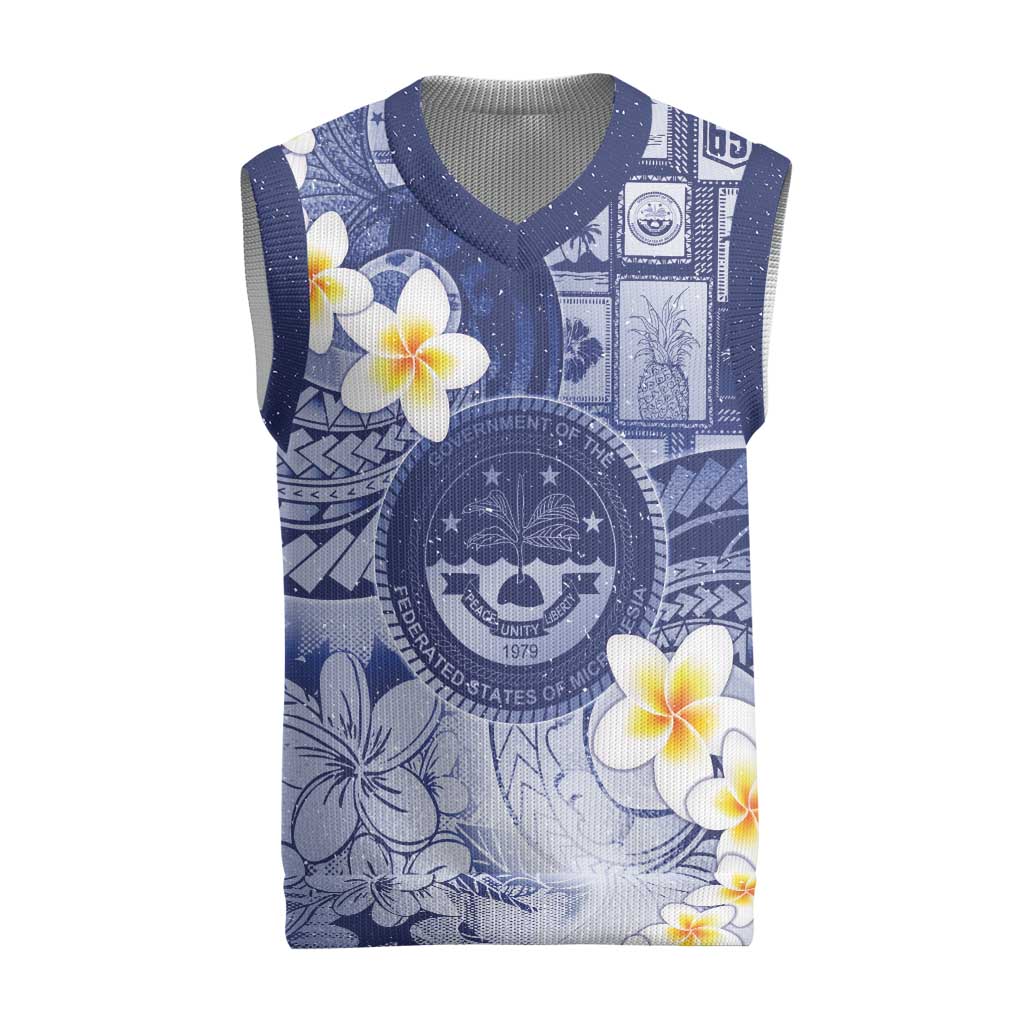 Federated States Of Micronesia Christmas Knitted V-Neck Vest Retro Style Dark Version LT05 Navy - Polynesian Pride