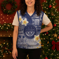 Federated States Of Micronesia Christmas Knitted V-Neck Vest Retro Style Dark Version LT05 - Polynesian Pride