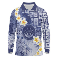 Federated States Of Micronesia Christmas Long Sleeve Polo Shirt Retro Style Dark Version - Polynesian Pride