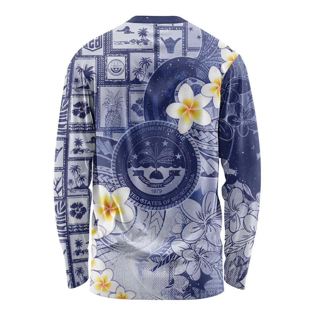 Federated States Of Micronesia Christmas Long Sleeve Shirt Retro Style Dark Version - Polynesian Pride