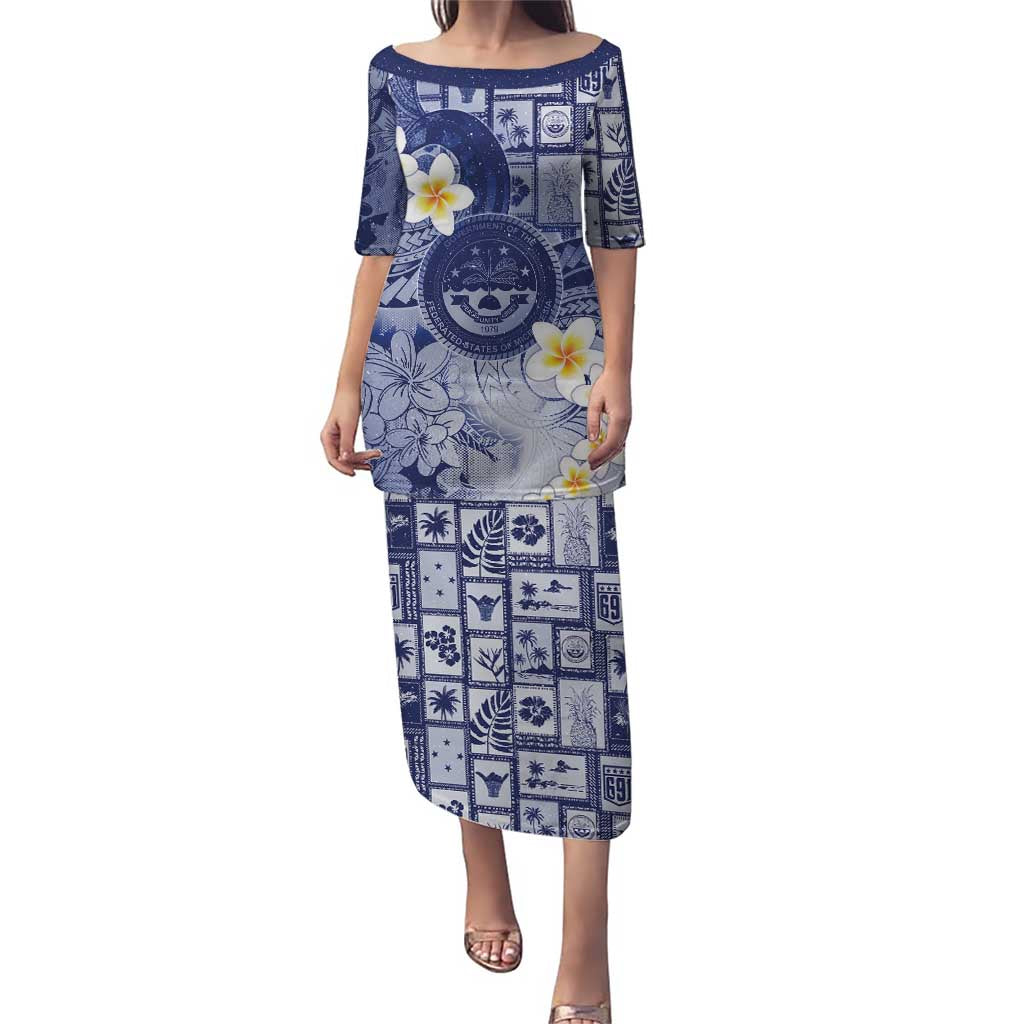 Federated States Of Micronesia Christmas Puletasi Retro Style Dark Version - Polynesian Pride