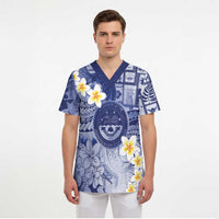 Federated States Of Micronesia Christmas Scrub Top Retro Style Dark Version - Polynesian Pride