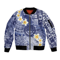 Federated States Of Micronesia Christmas Sleeve Zip Bomber Jacket Retro Style Dark Version - Polynesian Pride