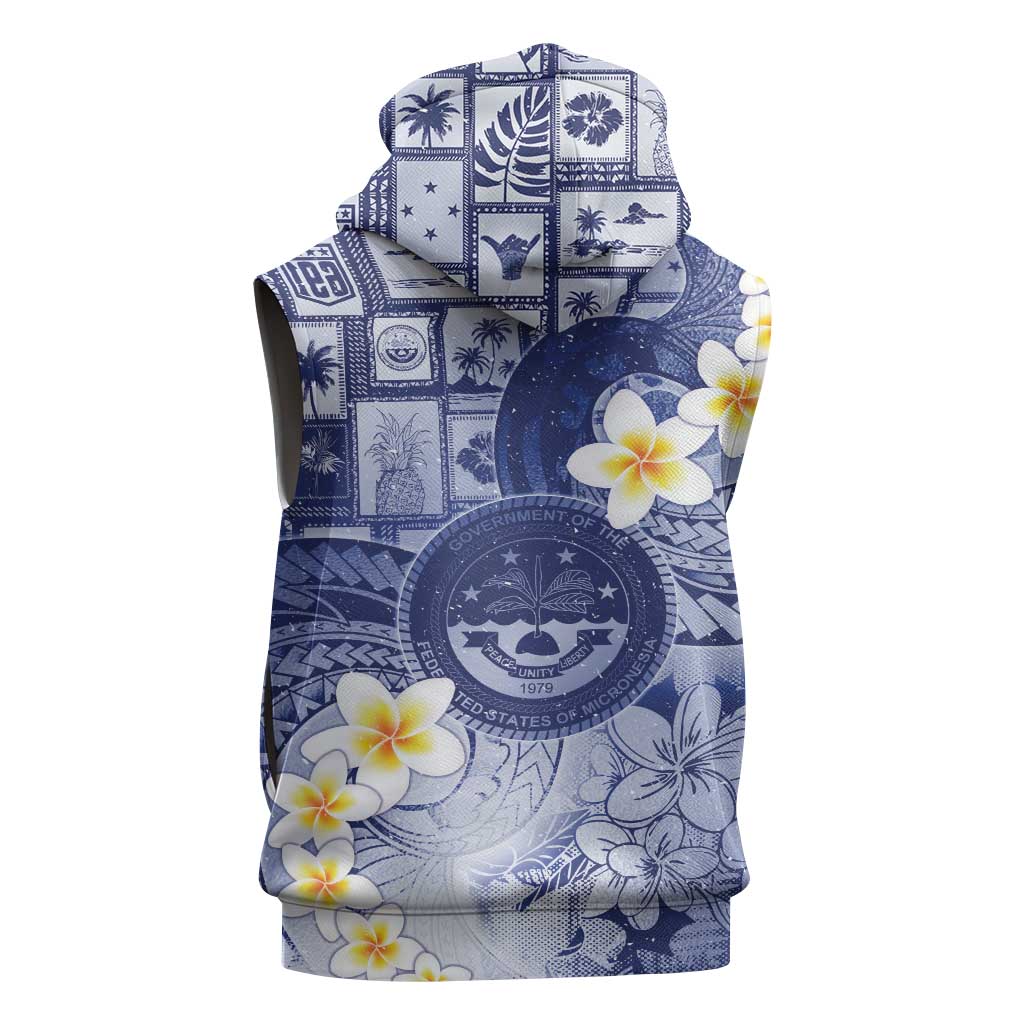 Federated States Of Micronesia Christmas Sleeveless Zip Hoodie Retro Style Dark Version - Polynesian Pride