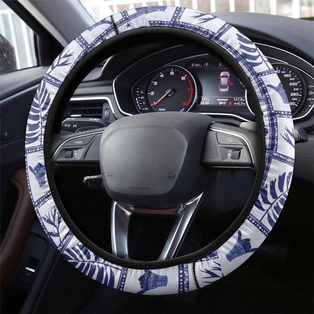 Federated States Of Micronesia Christmas Steering Wheel Cover Retro Style Dark Version - Polynesian Pride