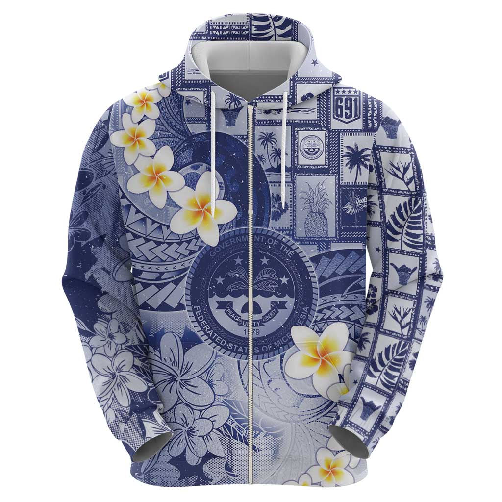 Federated States Of Micronesia Christmas Zip Hoodie Retro Style Dark Version - Polynesian Pride
