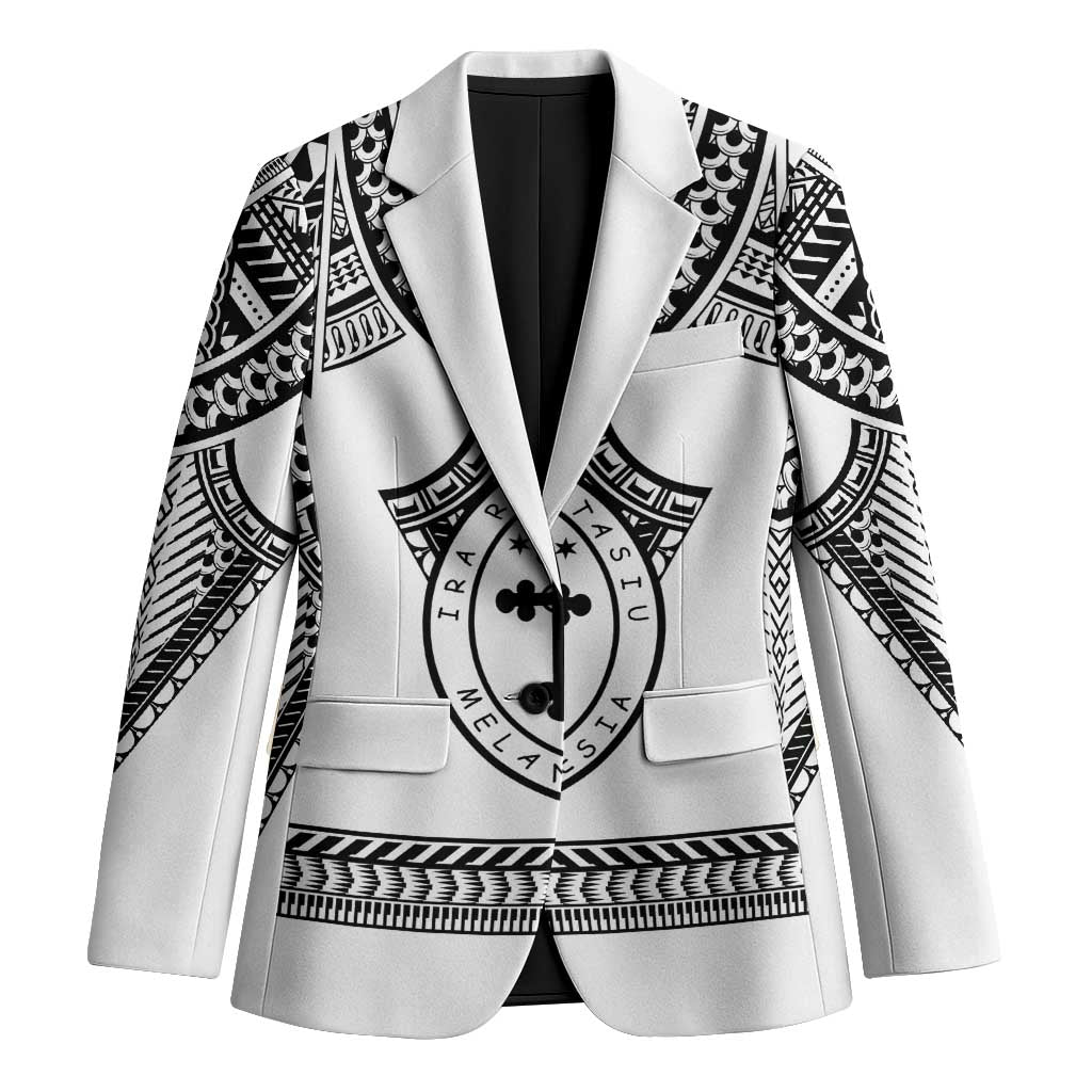 Personalised Melanesian Brotherhood Blazer With Tribal Pattern LT05 Unisex White - Polynesian Pride