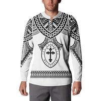 Personalised Melanesian Brotherhood Button Sweatshirt With Tribal Pattern - Polynesian Pride