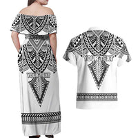 Personalised Melanesian Brotherhood Couples Matching Off Shoulder Maxi Dress and Hawaiian Shirt With Tribal Pattern - Polynesian Pride