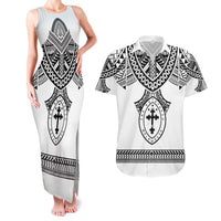 Personalised Melanesian Brotherhood Couples Matching Tank Maxi Dress and Hawaiian Shirt With Tribal Pattern - Polynesian Pride