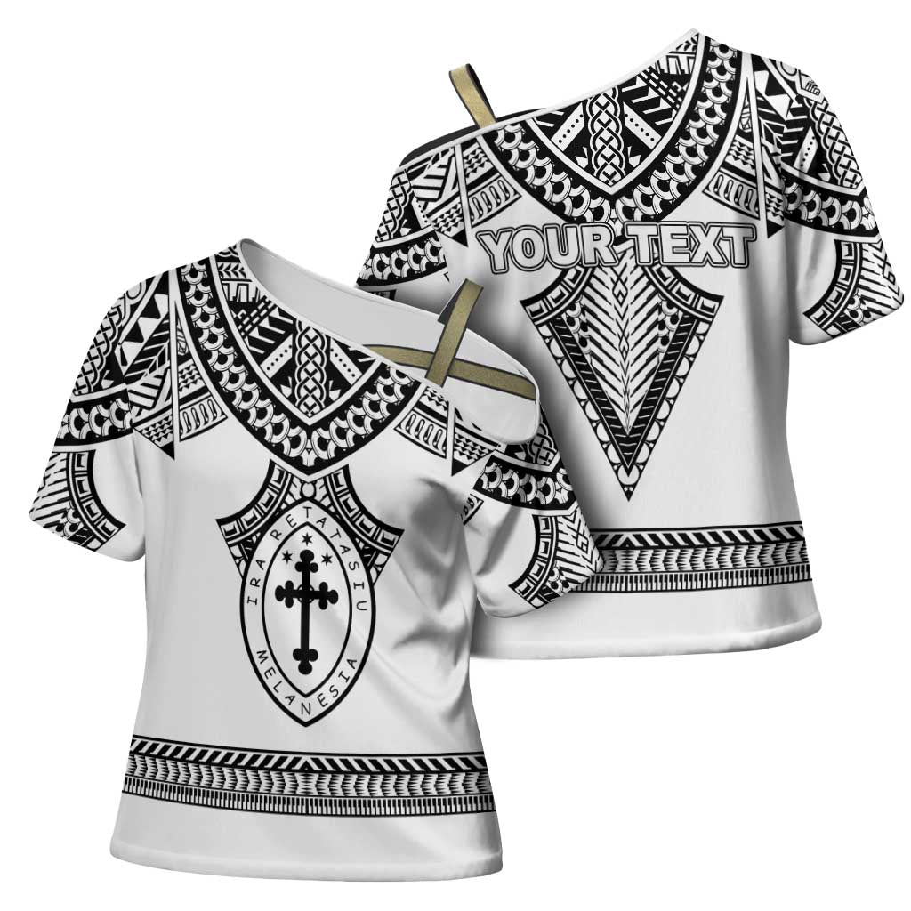 Personalised Melanesian Brotherhood Cross Shoulder Shirt With Tribal Pattern - Polynesian Pride