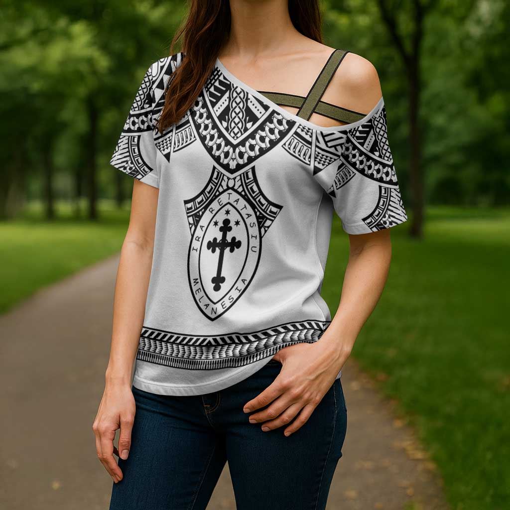 Personalised Melanesian Brotherhood Cross Shoulder Shirt With Tribal Pattern - Polynesian Pride