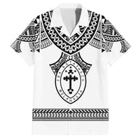 Personalised Melanesian Brotherhood Family Matching Off The Shoulder Long Sleeve Dress and Hawaiian Shirt With Tribal Pattern - Polynesian Pride