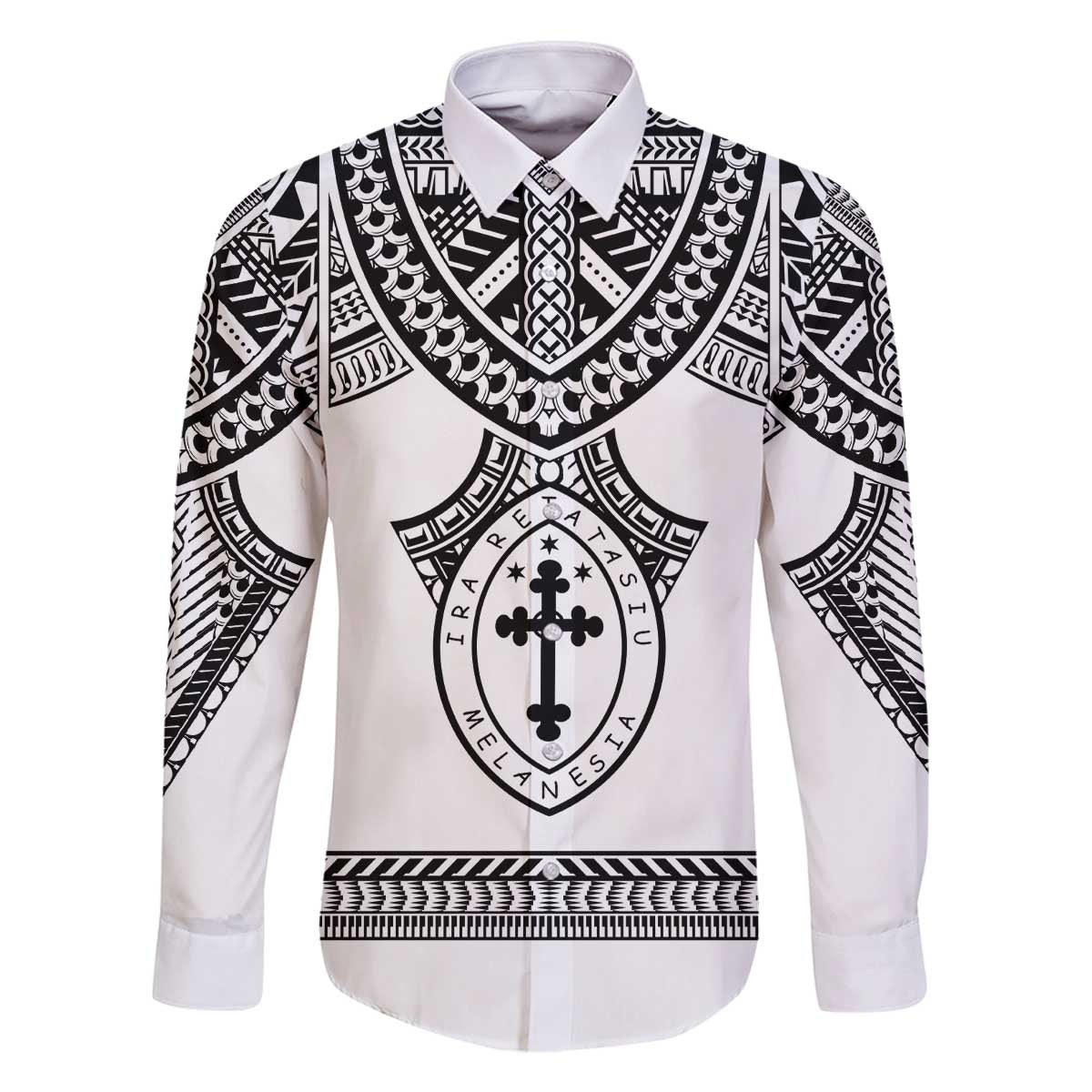 Personalised Melanesian Brotherhood Family Matching Off The Shoulder Long Sleeve Dress and Hawaiian Shirt With Tribal Pattern - Polynesian Pride