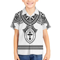 Personalised Melanesian Brotherhood Family Matching Off The Shoulder Long Sleeve Dress and Hawaiian Shirt With Tribal Pattern - Polynesian Pride