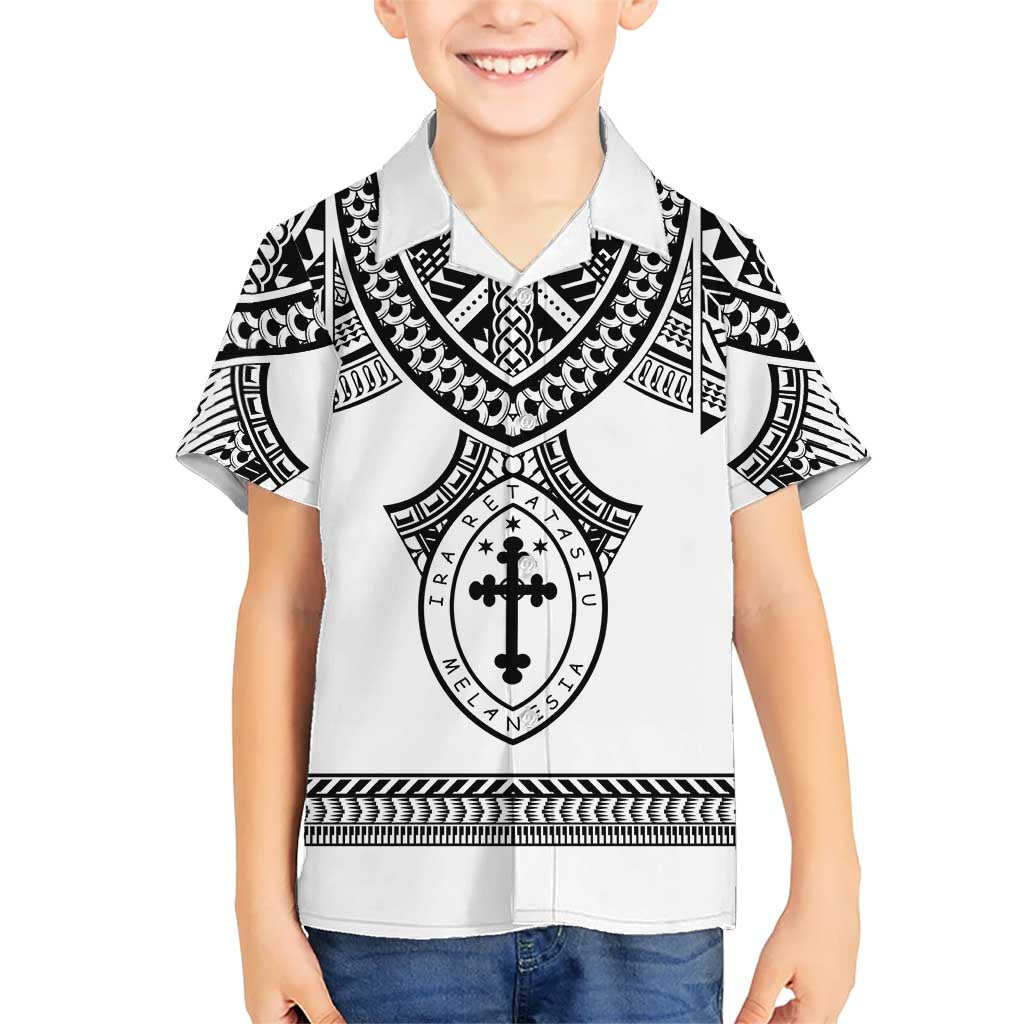 Personalised Melanesian Brotherhood Kid Hawaiian Shirt With Tribal Pattern LT05 Kid White - Polynesian Pride