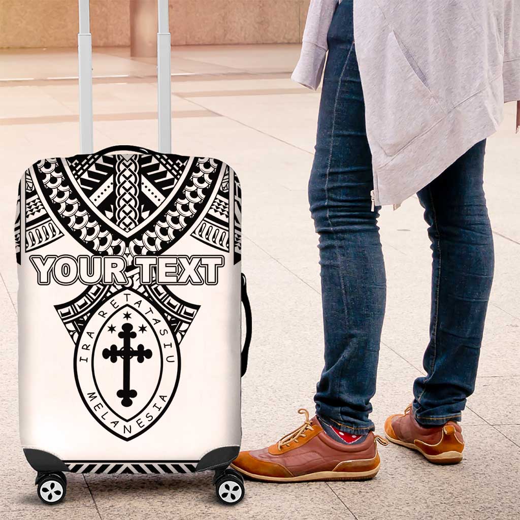 Personalised Melanesian Brotherhood Luggage Cover With Tribal Pattern LT05 White - Polynesian Pride