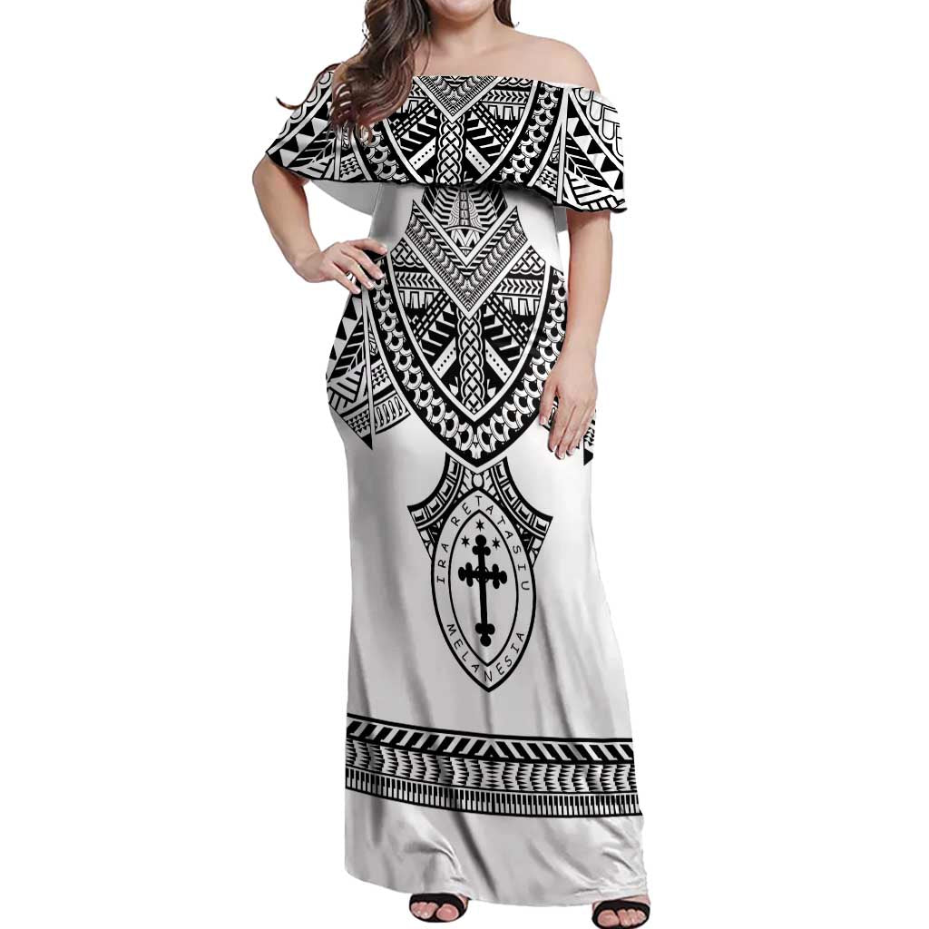 Personalised Melanesian Brotherhood Off Shoulder Maxi Dress With Tribal Pattern - Polynesian Pride