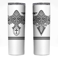 Personalised Melanesian Brotherhood Skinny Tumbler With Tribal Pattern LT05 White - Polynesian Pride