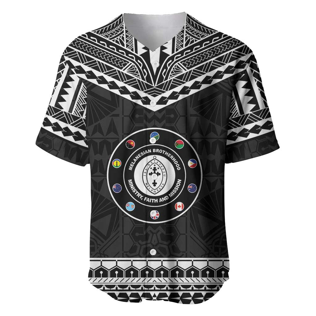 Personalised Melanesian Brotherhood Baseball Jersey Ministry Faith And Mission LT05 Black - Polynesian Pride