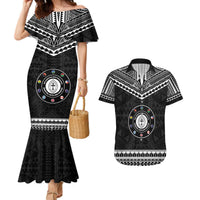 Personalised Melanesian Brotherhood Couples Matching Mermaid Dress and Hawaiian Shirt Ministry Faith And Mission LT05 Black - Polynesian Pride