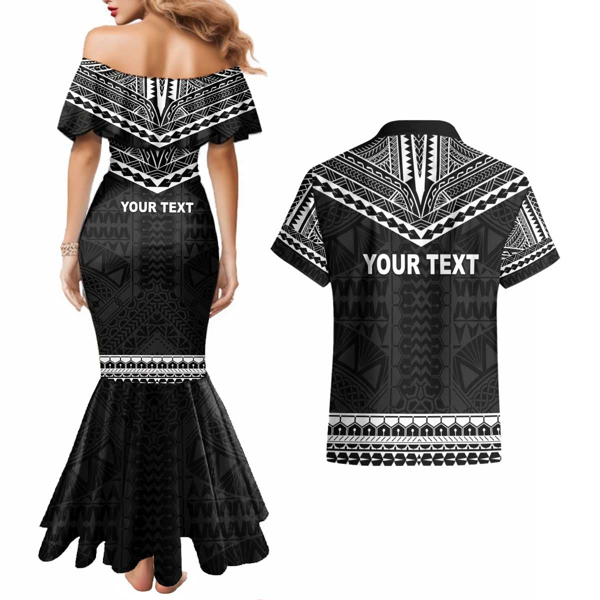 Personalised Melanesian Brotherhood Couples Matching Mermaid Dress and Hawaiian Shirt Ministry Faith And Mission LT05 - Polynesian Pride