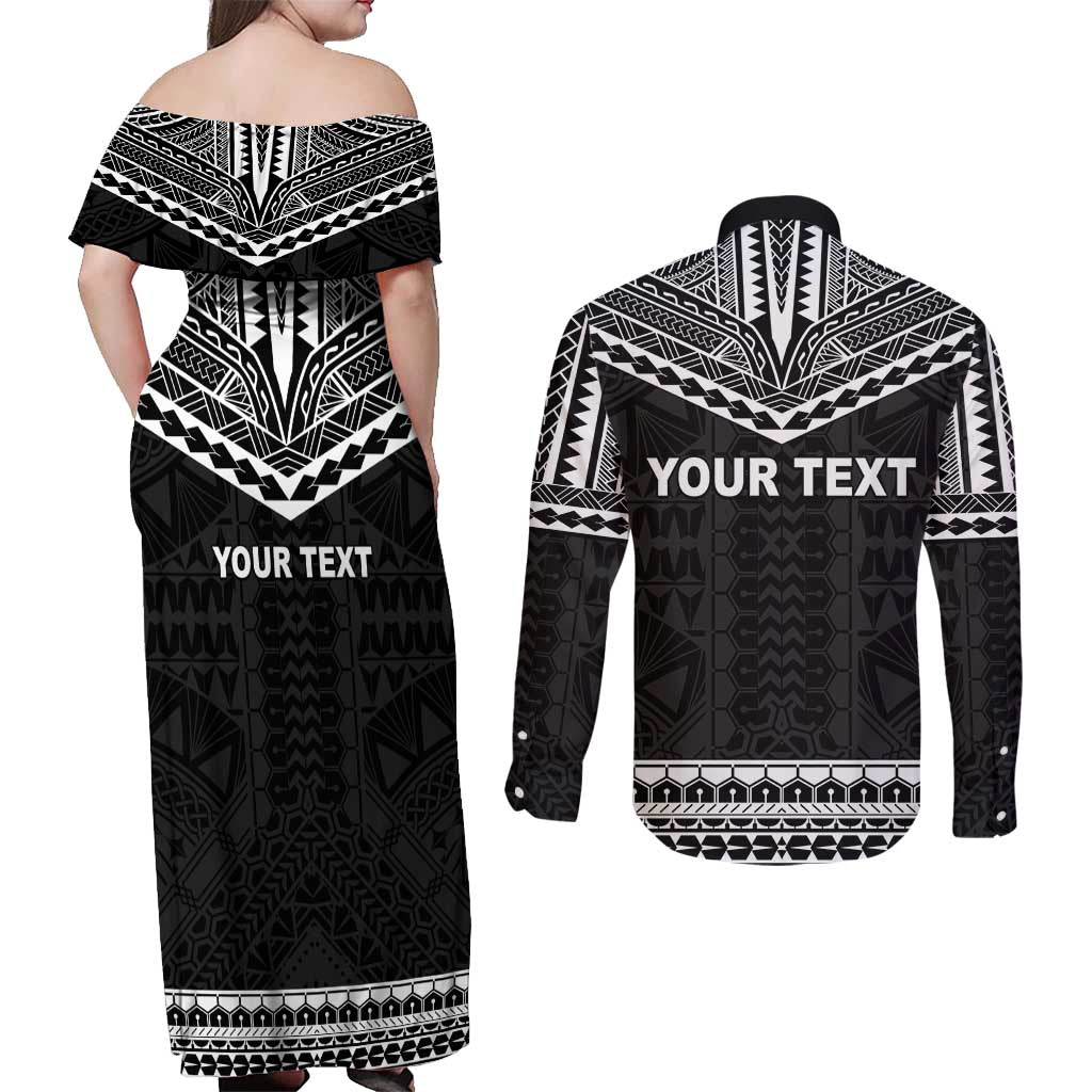 Personalised Melanesian Brotherhood Couples Matching Off Shoulder Maxi Dress and Long Sleeve Button Shirt Ministry Faith And Mission - Polynesian Pride