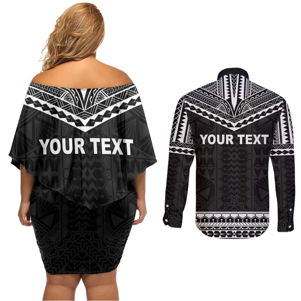 Personalised Melanesian Brotherhood Couples Matching Off Shoulder Short Dress and Long Sleeve Button Shirt Ministry Faith And Mission - Polynesian Pride