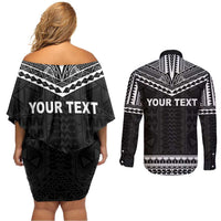 Personalised Melanesian Brotherhood Couples Matching Off Shoulder Short Dress and Long Sleeve Button Shirt Ministry Faith And Mission - Polynesian Pride
