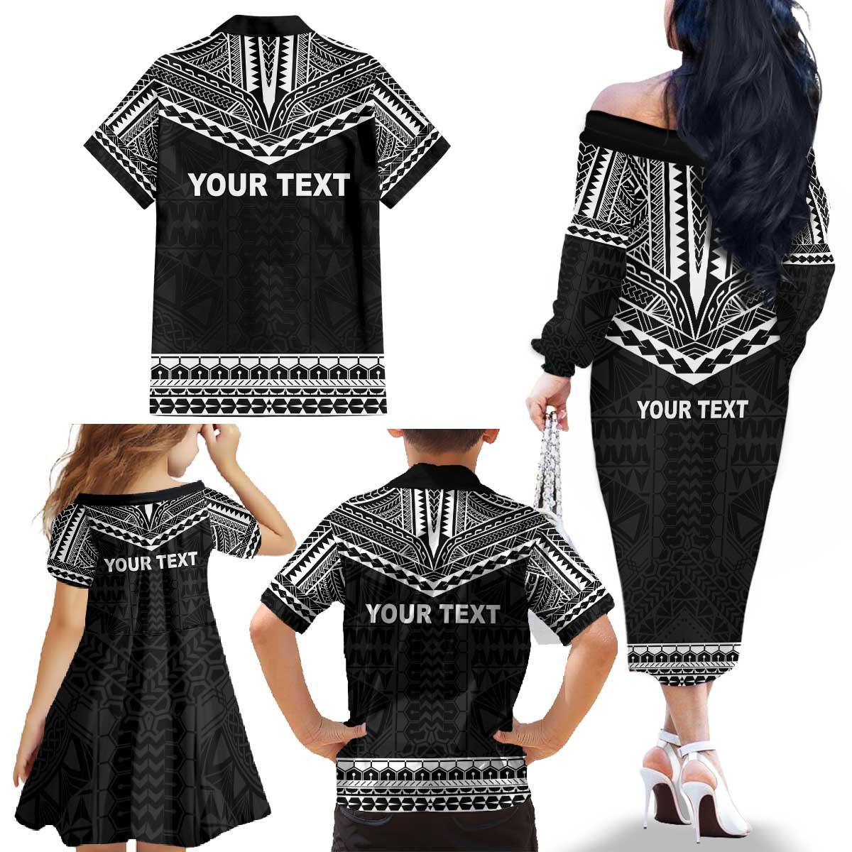 Personalised Melanesian Brotherhood Family Matching Off The Shoulder Long Sleeve Dress and Hawaiian Shirt Ministry Faith And Mission - Polynesian Pride