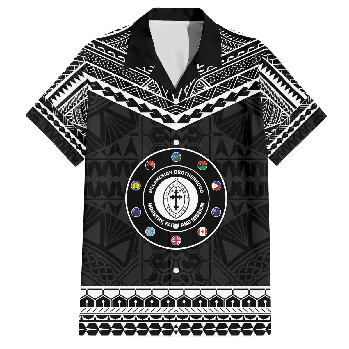 Personalised Melanesian Brotherhood Family Matching Off The Shoulder Long Sleeve Dress and Hawaiian Shirt Ministry Faith And Mission - Polynesian Pride