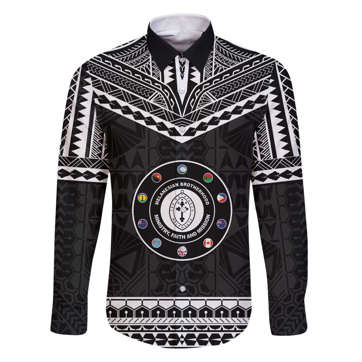Personalised Melanesian Brotherhood Family Matching Off The Shoulder Long Sleeve Dress and Hawaiian Shirt Ministry Faith And Mission - Polynesian Pride